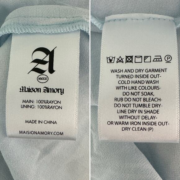 Maison Amory Sugarmilk Mini sweetheart dress dream sea blue plaid size small S - Picture 5 of 6